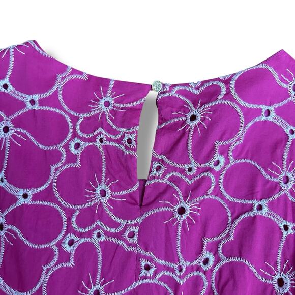 Draper James RSVP Pink Embroidered Floral Belted Dress Women’s XL Poplin Cotton - Picture 7 of 10